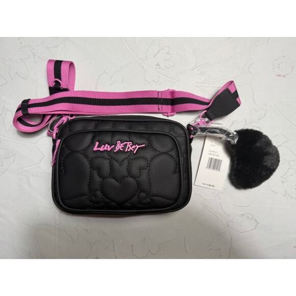 Betsey Johnson Handbags - LUV BETSY JOHNSON BLACK QUILTED CROSS BODY WITH GUITAR STRAP - NWT